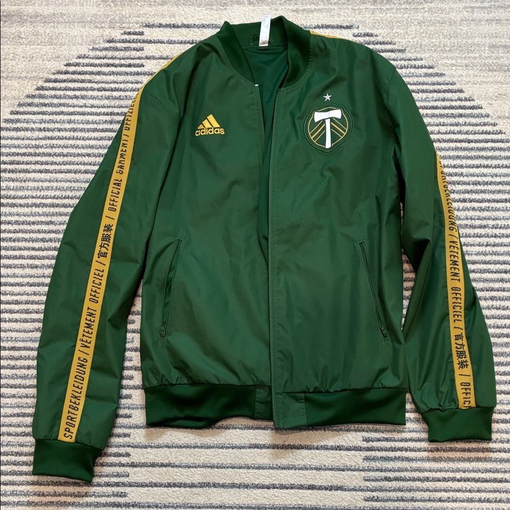 Adidas Portland Timbers Green Bomber Jacket with Yellow Accents